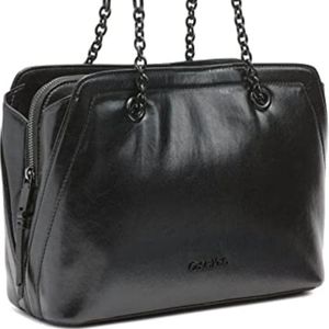 Calvin Klein (Rare) All Black Vegan Leather Shoulder Bag ( Retail $350)